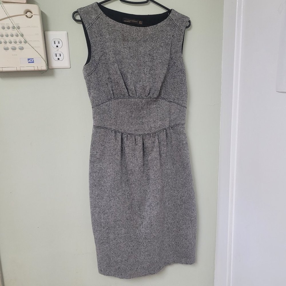 Zara Gray Tweed Sheath Sleeveless Dress size small EUC